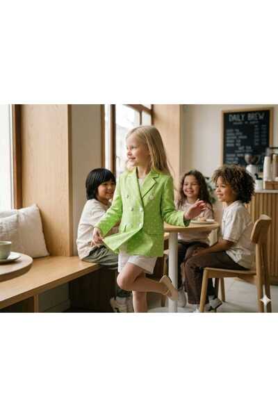 Hilal Akıncı Kids Girl's Polka Dot Patterned Blazer Jacket