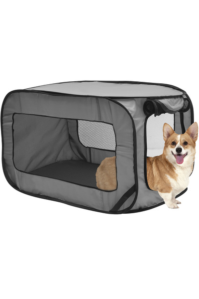 Choice 1PC Silver gray Dog Travel Crate Portable Pop Up Dog Crate with Zipper...