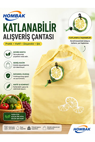 Hombak Katlanabilir Alışveriş Plaj Çantası 38x58 cm – Taşınabilir Portakal Ke...