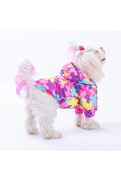 Pawstar Rosea Camouflage Fileli Köpek Montu Köpek Yağmurluk Köpek Kıyafeti Köpek Elbisesi