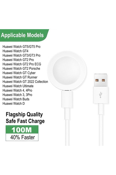 Choice White with cable Charger For Watch GT6, GT5, GT4, GT3, GT2 Pro/ECG/Por...