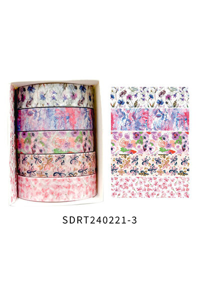 Choice4 SDRT240221-3 5 Rolls of Boxed Romantic Flower Handbook Tape, Cute DIY...
