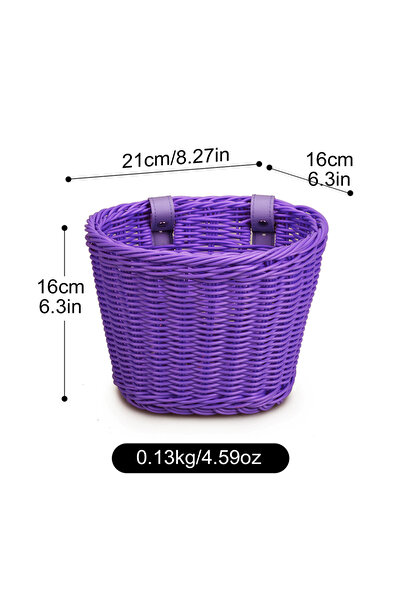 ALLOYSEED only Purple Basket 1/4Pcs Pe Rattan Wicker Bicycle Front Basket+Bel...