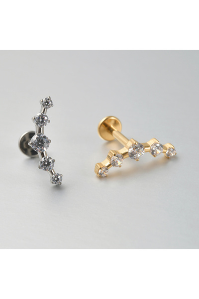 Choice7 Gold 1.2x8mm 1PC Style 6 1pcs G23 Solid Titanium CZ Horse eye Flower ...