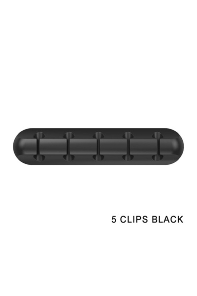 Choice3 black 5 Channel Cable Organizer Silicone USB Cable Winder Desktop Tid...