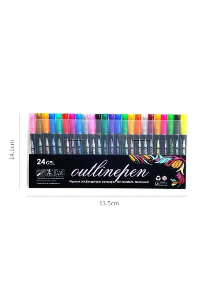 Choice DW-861A-24 Color 36 Color Double Line Outline Art Pen Marker Pen DIY G...