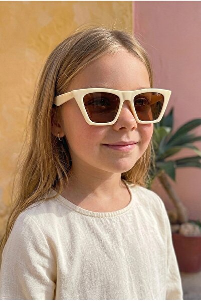 MACERATİ Cateye Unisex White Cat Eye Frame 0-10 Years Old Children Uv400 Sung...