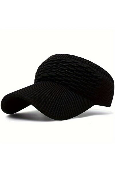 Choice Black 1pc Women Anti-UV Sun Hats Breathable Adjustable Empty Top Visor...