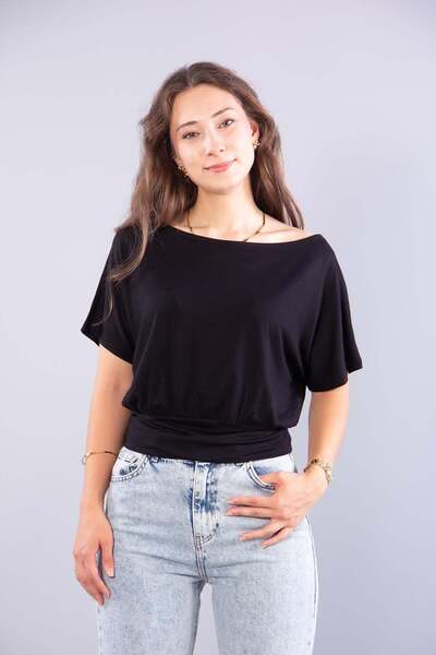 Mckanzie 6982 (N-2802) Boat Neck Short Sleeve Tunic Blouse