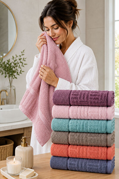 Elif Mira 6-Piece Hand and Face Towel Set Partial Velvet Velvet Collection