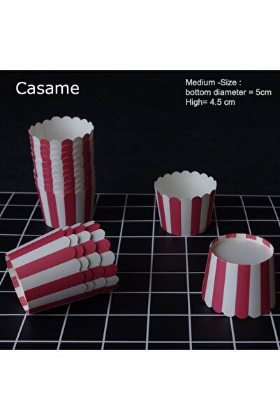 Choice6 Red stripe 50pcs Solid Color Baking Cup Cupcake Liners Cake Cups Cand...