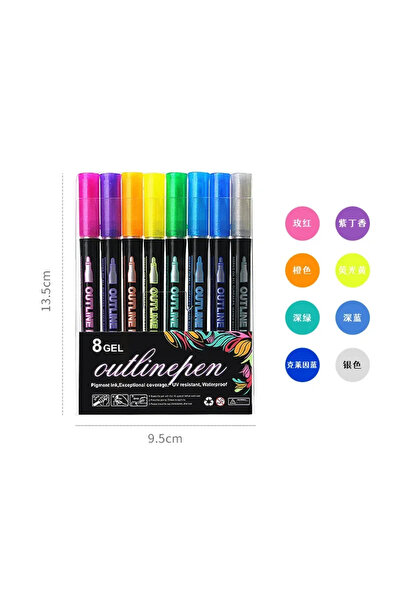 Choice DW-861A-8 Color 36 Color Double Line Outline Art Pen Marker Pen DIY Gr...