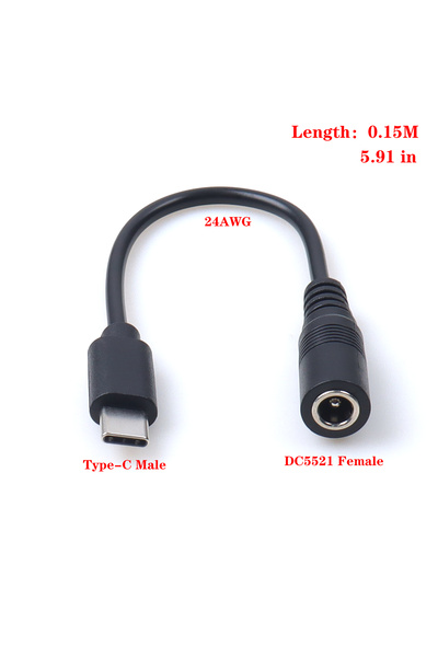 Choice1 1pcs (24AWG) 【LANO】 DC Power Connector 5.5 X 2.1 Female to Type C Mal...