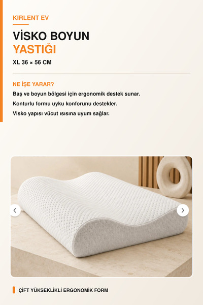 KIRLENT EV Orthopedic Visco Neck Pillow, XL Neck Hernia Pillow, Neck Straightening Pillow