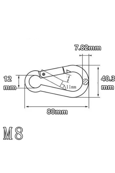 Choice M8 304 Stainless Steel Spring Snap Hook For Key Ring Buckle Outdoor He...