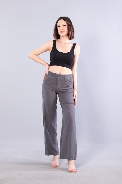 Mckanzie 5193 Loose Fit Linen Pants with Elastic Waist