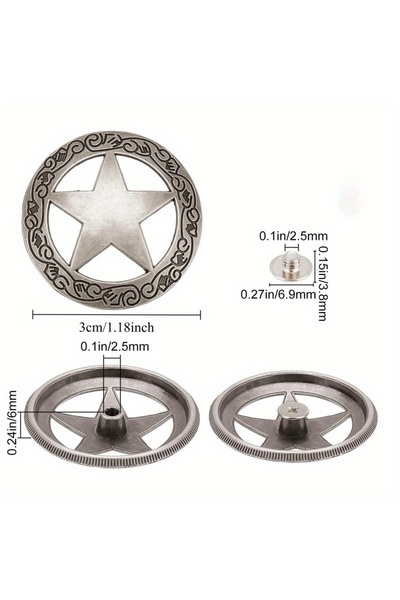 Choice1 Old silver-10pcs 10Pcs Stars Hollowed Out Decorative Buckle Round Vin...