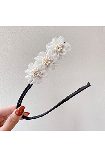 Choice1 C WHITE New Women Elegant Bud Chiffon Flowers Bun Maruko Hairstyles M...