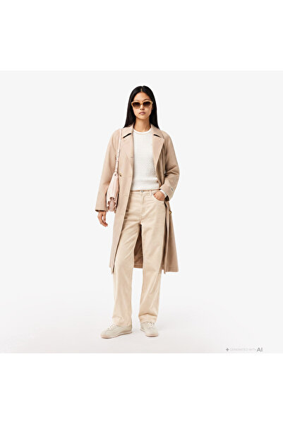 Lacoste Kadın Wide Leg Kadife Bej Pantolon