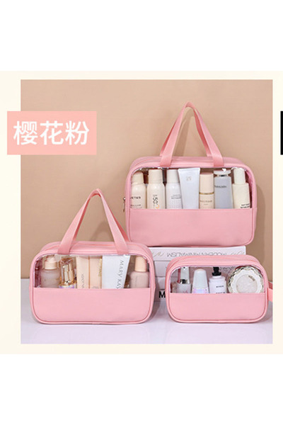 Choice pink 3pcs Portable Travel cosmetic bag Women Transparent Makeup Bag La...