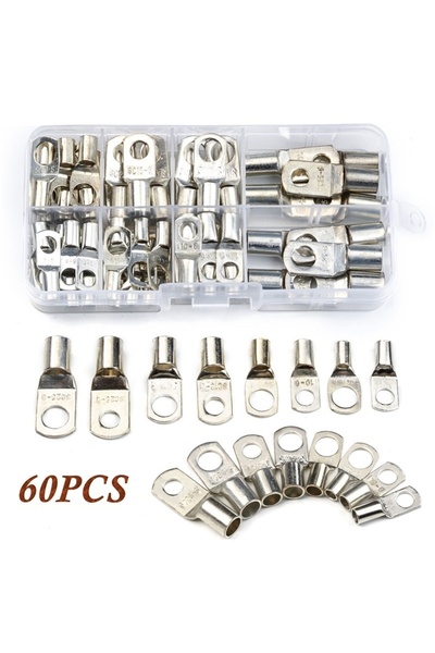 Choice3 60PCS silver 60pcs Assortment Car Auto Copper Ring Terminal Wire Crim...