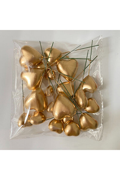Choice3 Golden 20pcs 3D Heart Shape Cake Topper Mix Size Gold Silver Pink Lov...