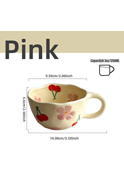 Choice 201-300ml Pink cherry Ceramic Mugs Coffee Cups Hand Pinched Irregular ...