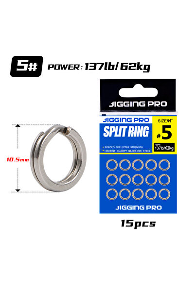 Choice NO.5 JIGGING PRO Stainless Steel Split Rings Fishing Connectors Snap R...