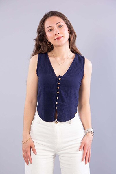 Mckanzie 6661 (n-2166) muslin coconut buttoned v-neck vest