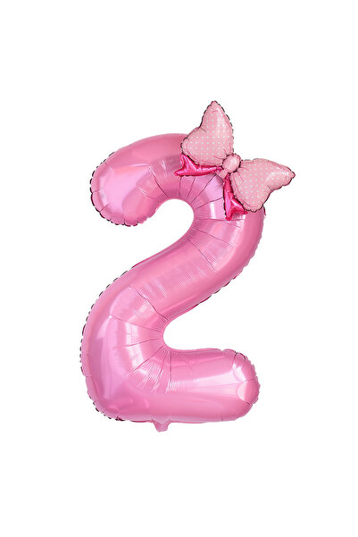 Choice 40inch Z02 1Pc Large 40inch Number Pink Foil Balloon With Bow 1 2 3 4 ...