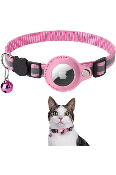 Choice Pink Cat AirTag Holder Collar Breakaway Reflective Strips Adjustable K...