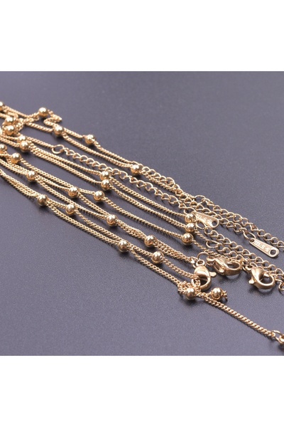 Choice 45cm-Adjustable N8-Width 1.5mm 10pcs/Lot Gold Color Stainless Steel Ch...