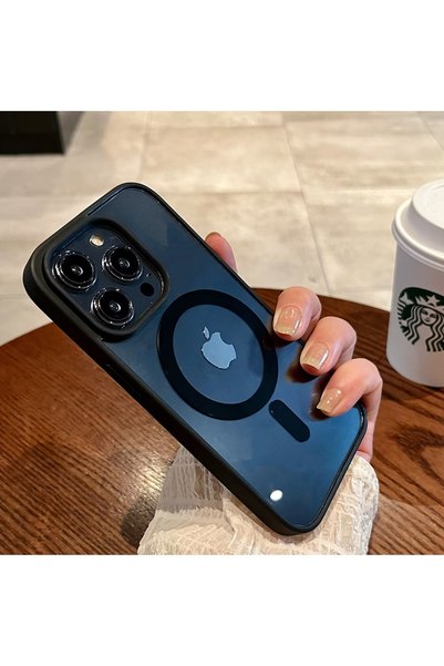 Choice37 جراب شفاف فاخر أسود اللون لهاتف iPhone 17 مزود بتقنية MagSafe، متواف...