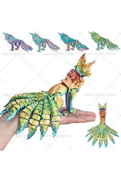 choice2 1Pcs Color Randomly 3D Printed Multi Movable Model Nine Tailed Fox Ac...