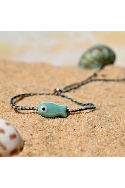 Choice 25xh0304-7 Trendy Multicolored Pull - String Ceramic Fish Bracelet Jew...
