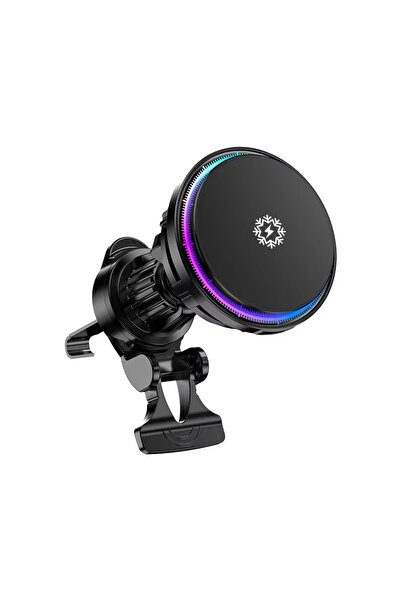 Vikefon Black ice Cooling Magnetic Wireless Car Charger Stand for iPhone 16 1...