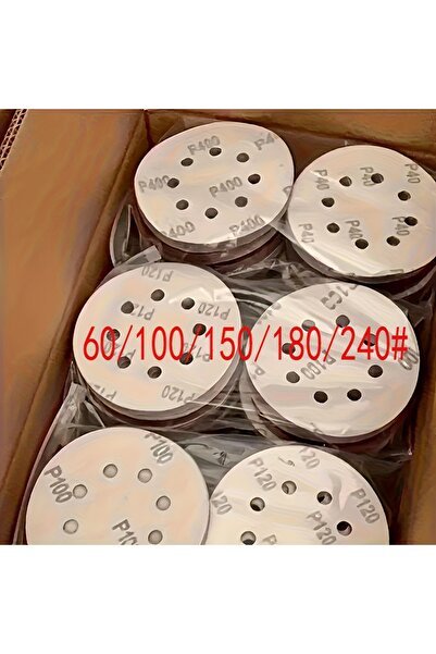 Choice4 60-100-150-180-240 100 Pieces of 5-Inch 8-Hole Sandpaper - 60/80/100/...