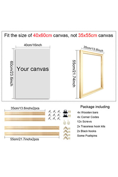 Choice8 35x55cm Natural Solid Wood 24 Sizes DIY Wood Frame Kit for Canvas Oil...