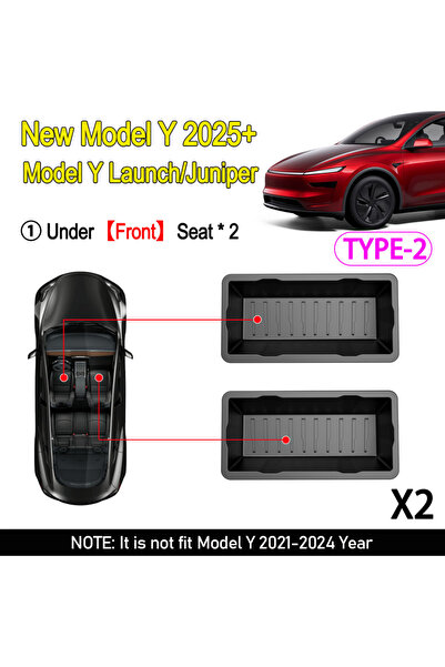 Choice6 Front 2pcs Under Seat Storage Box For Tesla Model Y Juniper 2025 Cent...