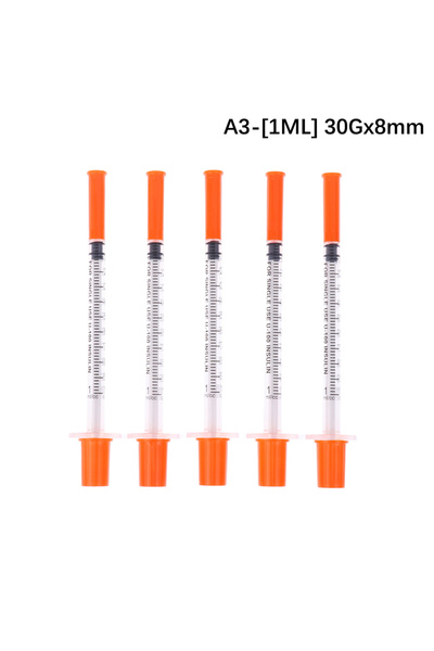 choice2 A3 5Pcs 0.3/0.5/1ML Disposable Plastic Veterinary Syringe Orange Cap ...