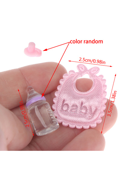 Choice 3pcs 3PCS 1:12 Dolls House Miniature Baby Bottles Pacifier Bibs Set Nu...