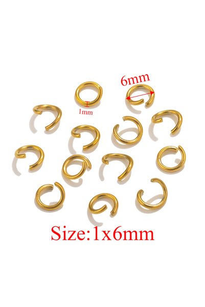 Choice JC008G6-B 100pcs PVD Gold Plated Stainless Steel Open Jump Rings Conne...