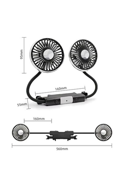 Choice1 Upgrade Fan 360° Rotation Double Head Car Back Seat Fan 5 Fan Blades ...