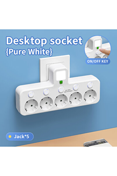 Choice White EU Plug Outlet 5 Sockets Electrical Socket No Extension Cord Wit...