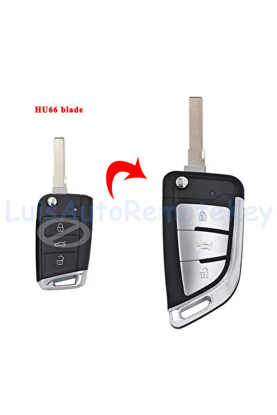 Choice with HU66 blade 3 Buttons Modified Case Flip Remote Car Key Fob Shell ...