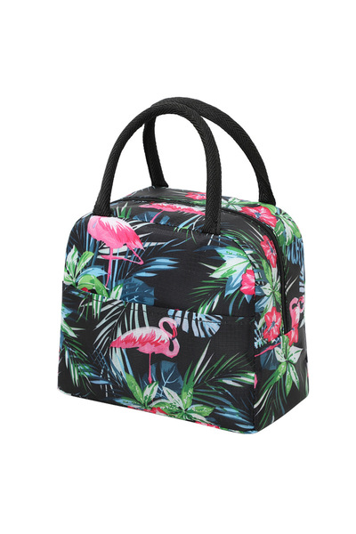 Choice Black Flamingo Colorful Insulated Large Capacity Lunch Bag with Alumin...