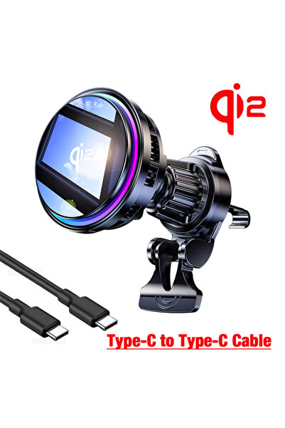 Vikefon Qi2 Black ice Cooling Magnetic Wireless Car Charger Stand for iPhone ...