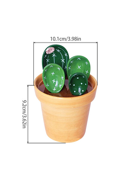 Choice Solid color 4Pcs Porcelain Measuring Spoons Set with Base Cute Cactus ...