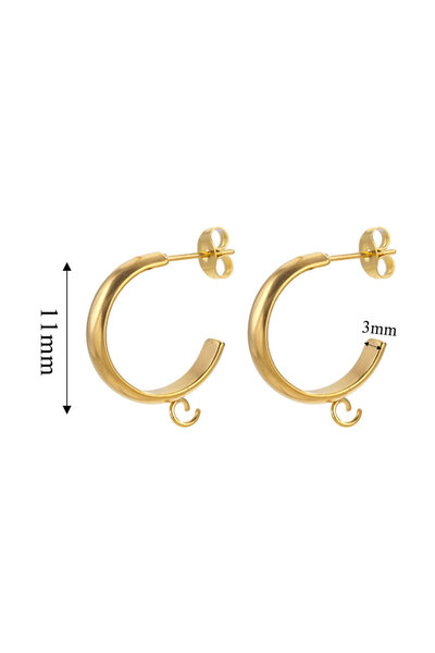 Choice Z1086-G 10pcs Stainless Steel C Shape Hoop Earrings For Jewelry Making...