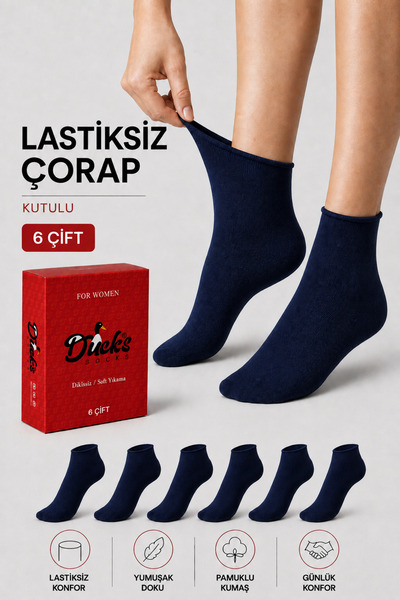 KaeLaurean Șosete de damă, albastru marin, din bumbac, în cutie, fără elastic...